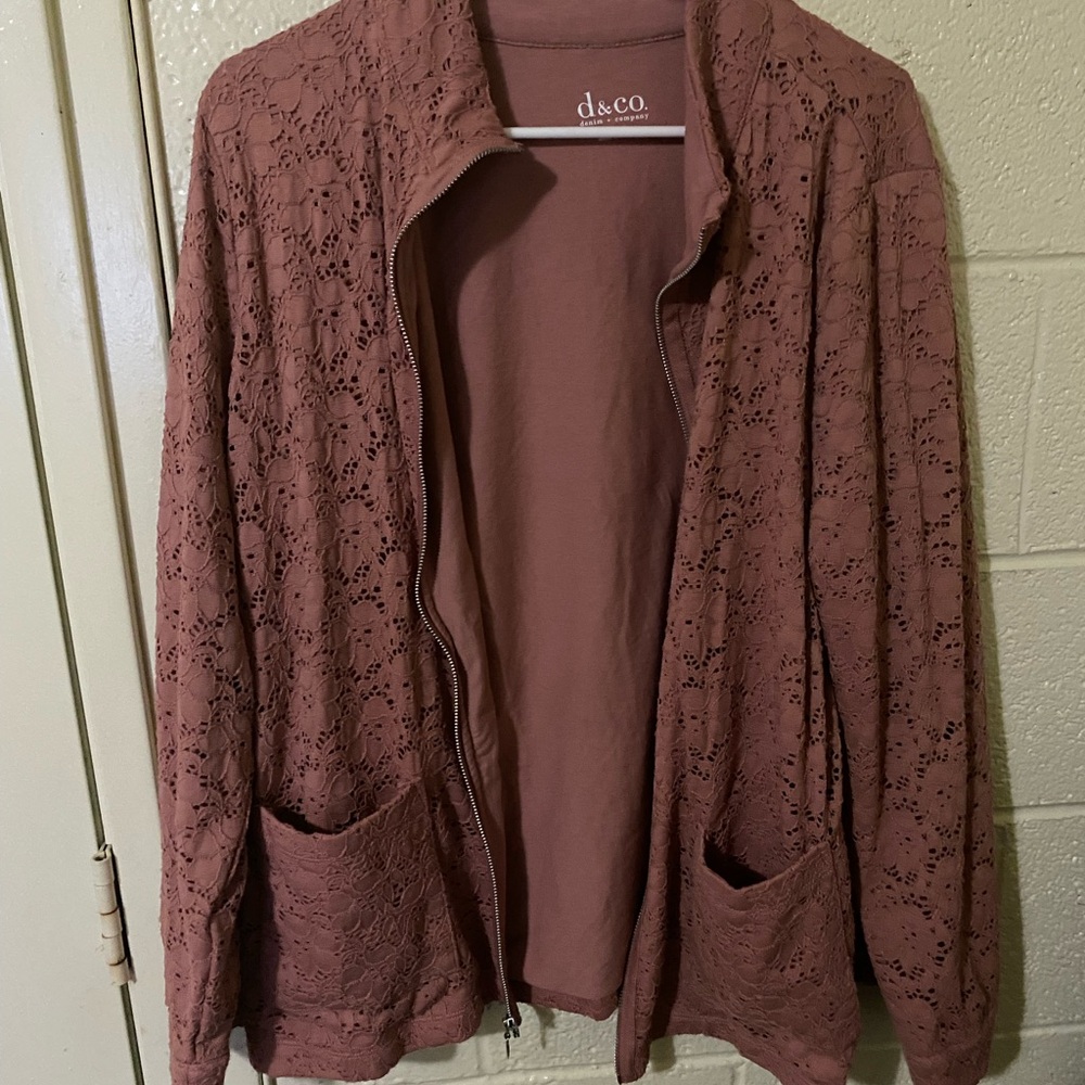 D&co. Women's Lace Sweater - Rose pink